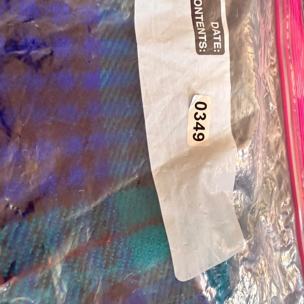 Christian Dior Cashluxe Plaid Scarf Blue‎ Teal Green Vintage Acrylic Fringe